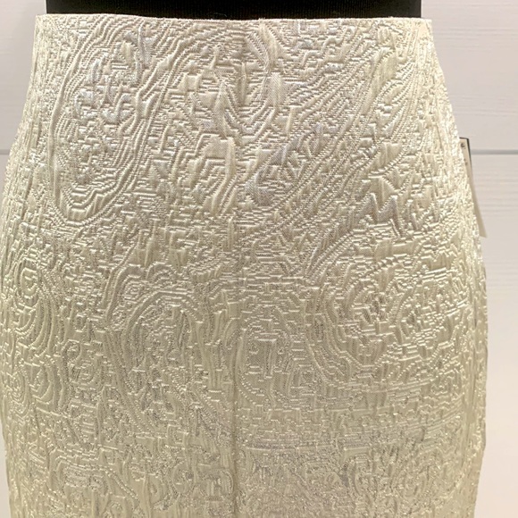 Lord & Taylor NWT Silver Jacquard Skirt size 4 - Picture 4 of 17